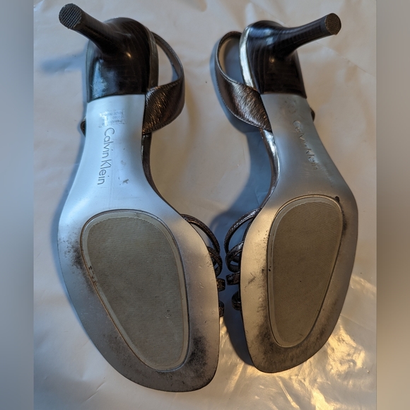 Calvin Klein Strappy Heels, Sandals, Gold, Size 8M - Picture 6 of 6